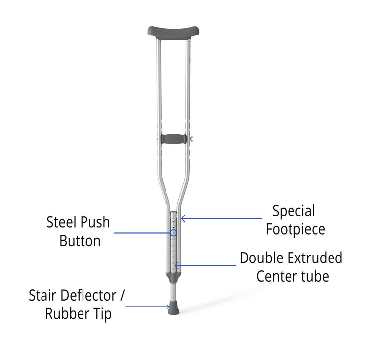 Medline Standard Steel Push-Button Crutches